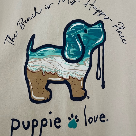 Puppie Love Cream Long Sleeve Beach Tee - Picture 5 of 8